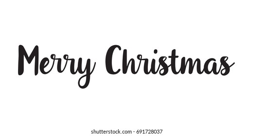 Merry Christmas text. Greeting card or banner with calligraphy, lettering.