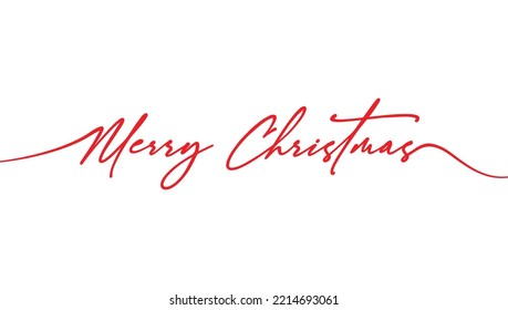 Merry Christmas text. Hand lettering typography design. Xmas calligraphic inscription. Christmas hand-drawn lettering - Vector Illustration