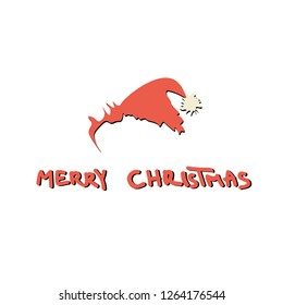 Merry Christmas text with christmas hat.