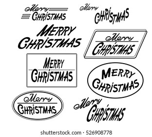 Merry Christmas text image and diversified design .Vector illustration.Black on white.
