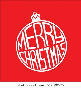 merry christmas text inside christmas ball design for shop sign, business, celebration, and event