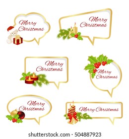 Merry Christmas Text Isolated on White Background. Vector Illustration 