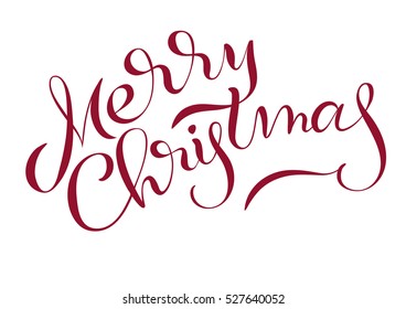 Merry Christmas text isolated on white background. Calligraphy lettering