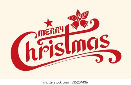 Merry Christmas text, Lettering design card template, Handwriting Alphabets. Hand Drawn Fonts. Creative typography for Holiday Greeting Gift, Poster, banner, flyer. Vector illustration.