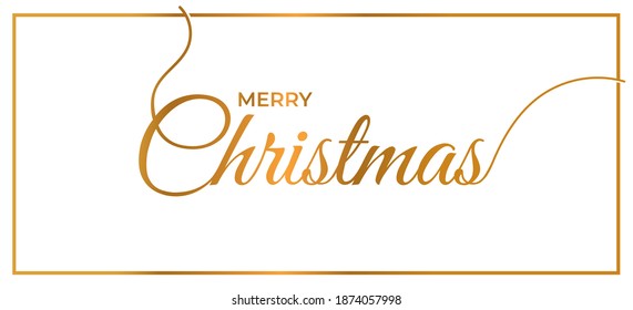 Merry christmas text lettering with gold color. Flat design vector isolated on background. Usable for greeting card and banner.