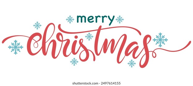 Merry Christmas text, lettering for greeting cards, banners, posters, isolated vector illustration. Merry Christmas greeting