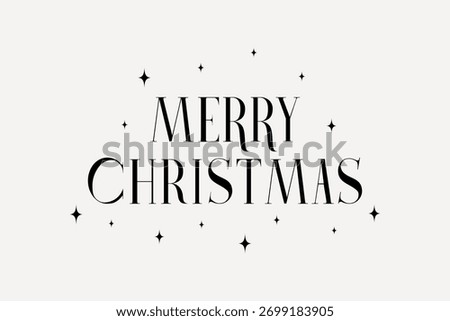 Merry Christmas text lettering with star. Classic elegant typography. Modern trendy font.