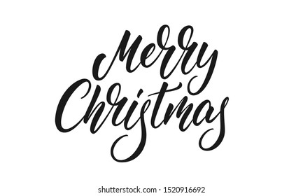 Merry Christmas text lettering. Xmas calligraphy design