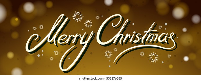 Merry Christmas Text on a Golden Background