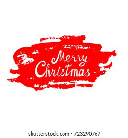 Merry Christmas text on grunge red background. Vector Christmas card, logo, text design. Vector design for banners, greeting cards, gifts, flyers, cards, posters, invitation card, etc.