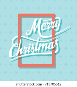 merry christmas text on orange frame design