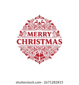 Merry christmas text on red background
