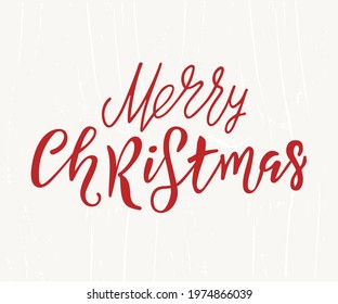 Merry Christmas text on textured background, Calligraphic Lettering, design card template. Creative typography for Holiday Greeting Gift Poster. Calligraphy Font style Banner.