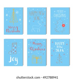 Merry Christmas  text on a winter background, snow and snowflakes. Greeting card template, poster with quote, T-shirt design or home decor element. Vector typography.