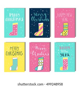 Merry Christmas  text on a winter background, snow and snowflakes. Greeting card template, poster with quote, T-shirt design or home decor element. Vector typography.