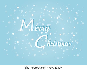 Merry Christmas text on Winter Background with snow. Vector illustration