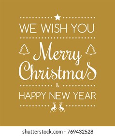 Merry Christmas - text with ornaments. Vector.