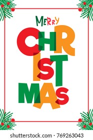 merry christmas text poster for decoration