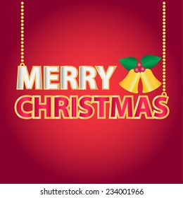 Merry Christmas Text with Red Background