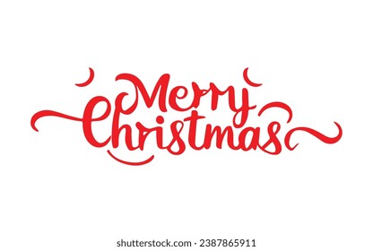 Merry Christmas text red vectorized lettering.