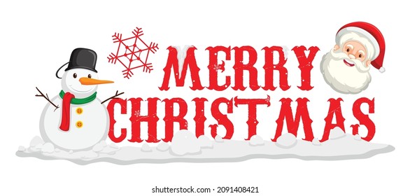 Merry Christmas Text with Santa