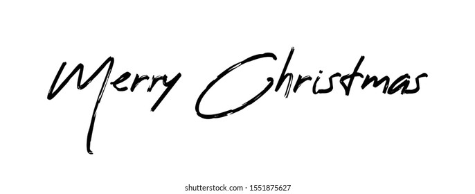 Merry christmas text sign. Calligraphy type, hand drawn style.