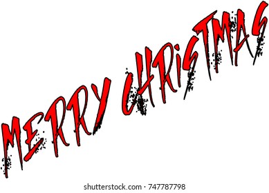 Merry Christmas text sign illustration writen in English on a white 
Background