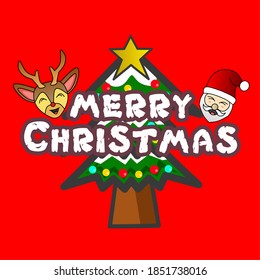 merry Christmas text smile expression Santa and reindeer 