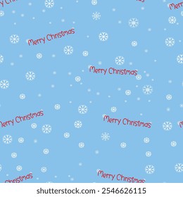 Merry Christmas Text and Snowflakes Pattern