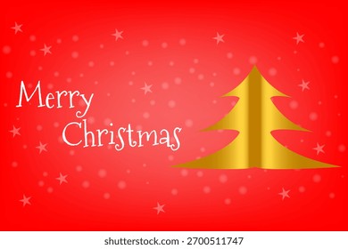 Texto feliz de las Navidades con los copos de nieve y el árbol de navidad en el fondo rojo – concepto de la celebración del festival del invierno. Un árbol de Navidad festivo hecho sobre un fondo rojo con el texto feliz Navidad
