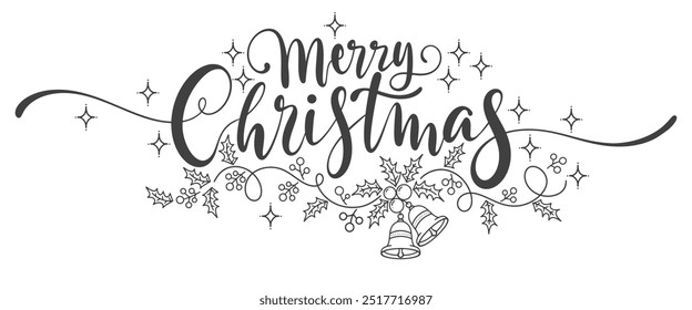 Merry christmas text. Vector handwritten holiday lettering. Merry Christmas calligraphy text. Vector eps