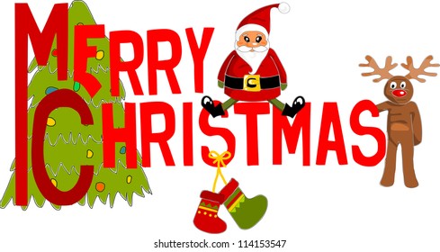 Merry Christmas text - vector illustration.