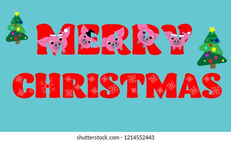 Merry Christmas. Text. Vector illustration EPS10.