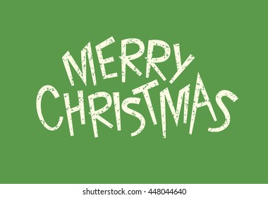 Merry Christmas text. Vector illustration. Traditional green and white colors.