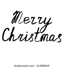 Merry Christmas text. Vector illustration isolated on a white background.
Hand drown watercolor inscription. Lettering for posters, gift wrap,greeting cards. Unique hand drawn rough typography.