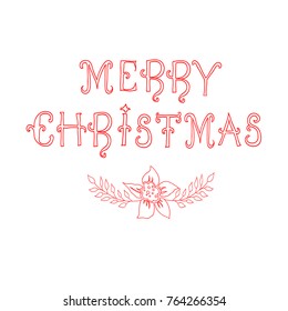 Merry Christmas Text. Vector Illustration. Ready for Postcard or Banner