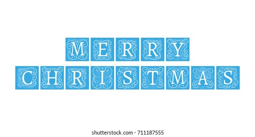 Merry Christmas text vector isolated. Winter letters for overlay family photos. Print for season sale banner, header, holiday cards, tags, labels.