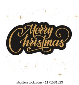 Merry christmas text vector on white background. Lettering for invitation, wedding and greeting card, prints and posters. Hand drawn inscription
