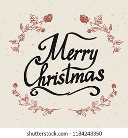 Merry christmas text vector on white background. Lettering for invitation, wedding and greeting card, prints and posters. Hand drawn inscription