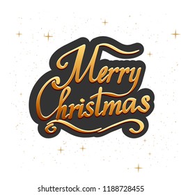 Merry christmas text vector on white background. Lettering for invitation, wedding and greeting card, prints and posters. Hand drawn inscription