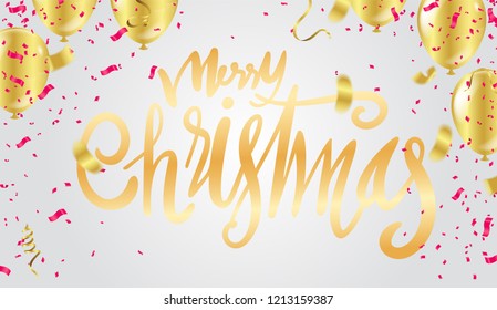 Merry christmas text vector on background. Lettering for invitation, prints and posters. Hand drawn  Vector illustration. Hand drawn elegant modern