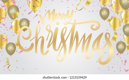 Merry christmas text vector on background. Lettering for invitation, prints and posters. Hand drawn  Vector illustration. Hand drawn elegant modern