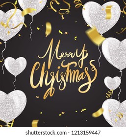 Merry christmas text vector on background. Lettering for invitation, prints and posters. Hand drawn  Vector illustration. Hand drawn elegant modern