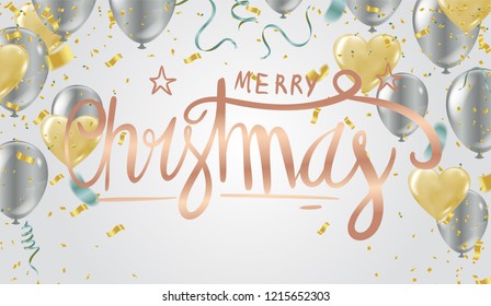 Merry christmas text vector on background. Lettering for invitation, prints and posters. Hand drawn  Vector illustration. Hand drawn elegant modern