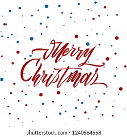 Merry christmas text vector on white background. Lettering for invitation, wedding and greeting card, prints and posters. Hand drawn inscription