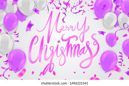 Merry christmas text vector on background. Lettering for invitation, prints and posters. Hand drawn  Vector illustration. Hand drawn