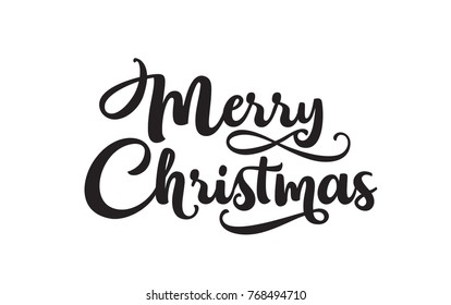 Merry christmas text vector on white background. Lettering for invitation, wedding and greeting card, prints and posters. Hand drawn inscription, love calligraphic design