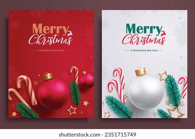 Diseño de conjunto de afiches vectoriales de navidad. Las tarjetas de felicitación de Navidad y Año Nuevo preparan la colección para el fondo de la temporada navideña. Recogida de tarjetas de felicitación de ilustraciones vectoriales.
