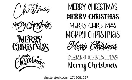 Merry Christmas text vector template featuring decorative fonts, ideal for holiday greetings, festive artwork, and EPS design files.