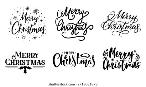 Merry Christmas text vector template featuring festive fonts, ideal for holiday greetings, seasonal artwork, and EPS design files.